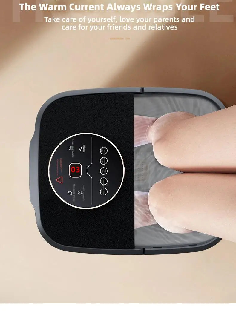Premium Electric Heated Foot Spa Massager – Portable Foot Bath with Bubble Function, Large Shiatsu Rollers, Temperature Control and LED Display