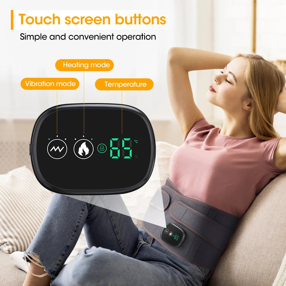 Premium Electric Heating Waist Massager Belt – Rechargeable Vibration Support Belt with Adjustable Heat Levels, Portable Relaxation Wrap