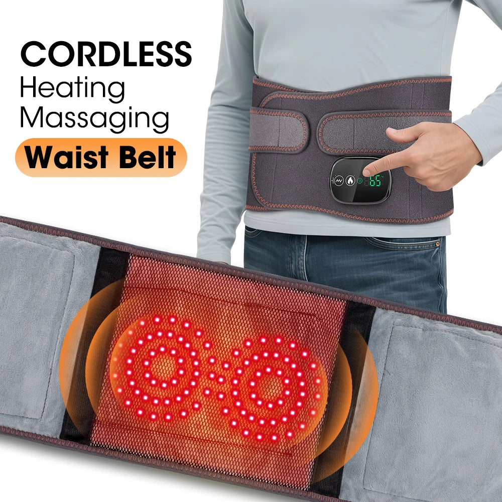 Premium Electric Heating Waist Massager Belt – Rechargeable Vibration Support Belt with Adjustable Heat Levels, Portable Relaxation Wrap