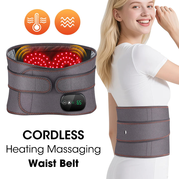 Premium Electric Heating Waist Massager Belt – Rechargeable Vibration Support Belt with Adjustable Heat Levels, Portable Relaxation Wrap