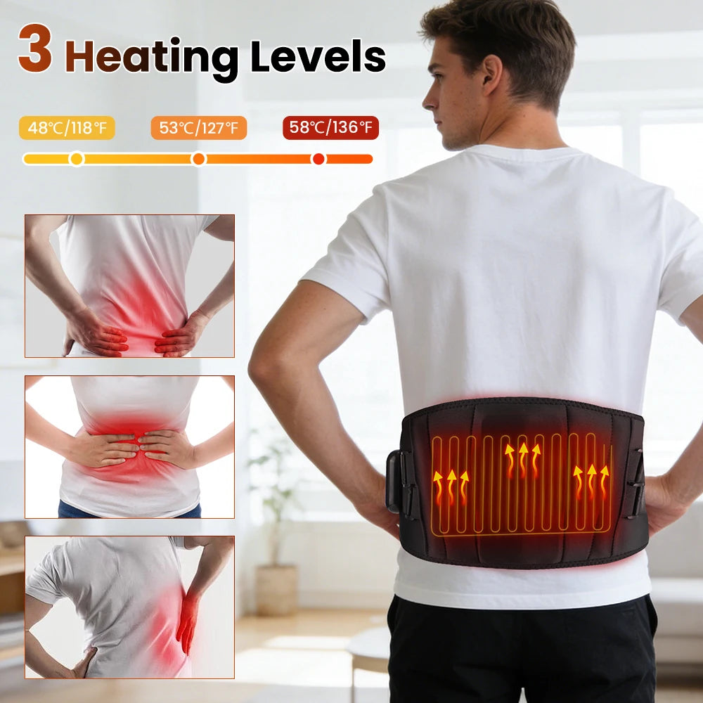 Premium Electric Heating Waist Massager Belt – Rechargeable Vibration Support Belt with Adjustable Heat Levels, Portable Relaxation Wrap