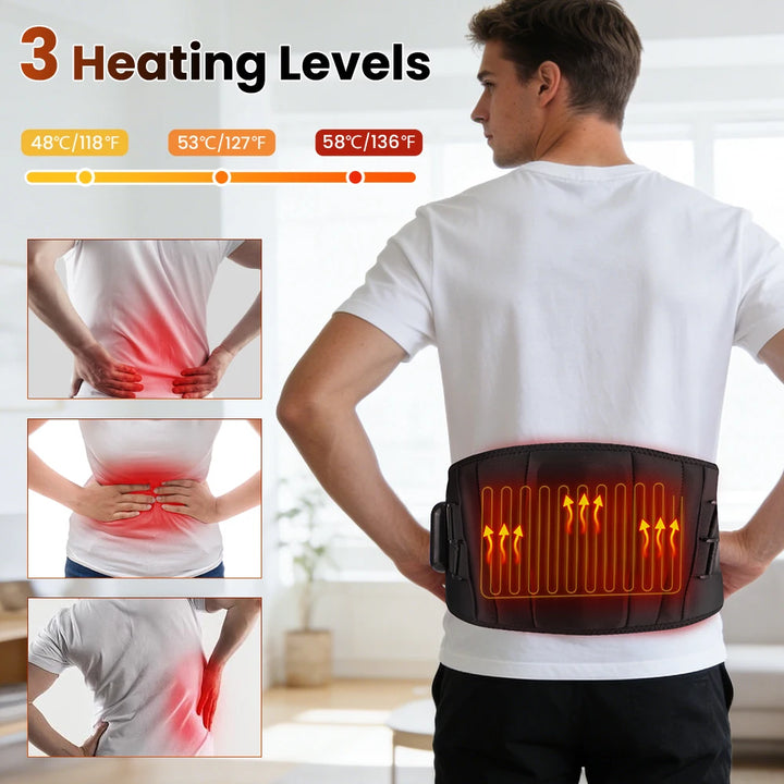 Premium Electric Heating Waist Massager Belt – Rechargeable Vibration Support Belt with Adjustable Heat Levels, Portable Relaxation Wrap