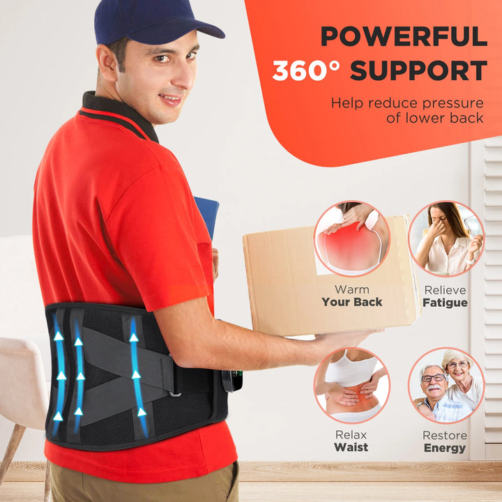 Premium Electric Heating Waist Massager Belt – Rechargeable Vibration Support Belt with Adjustable Heat Levels, Portable Relaxation Wrap