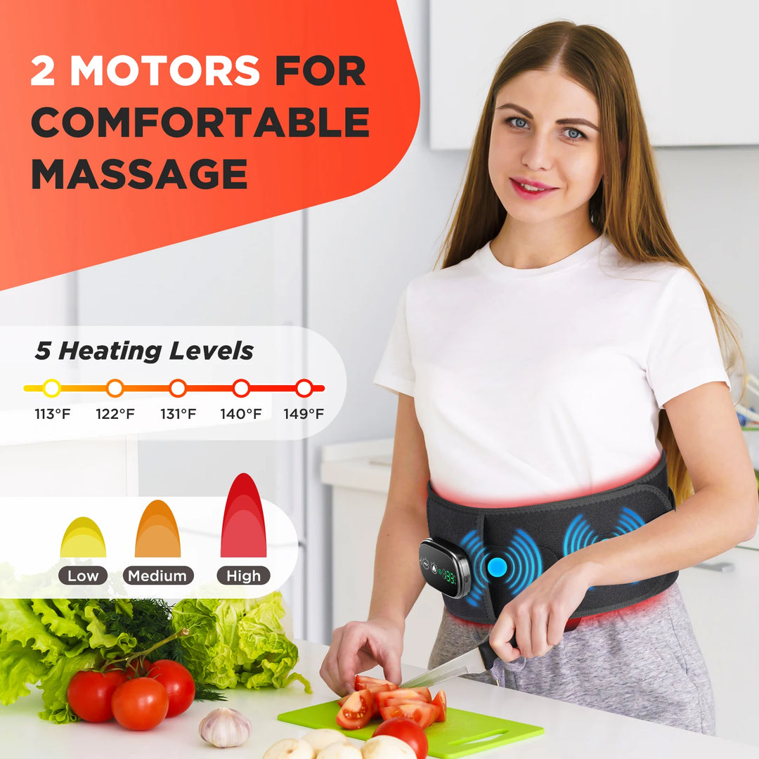 Premium Electric Heating Waist Massager Belt – Rechargeable Vibration Support Belt with Adjustable Heat Levels, Portable Relaxation Wrap