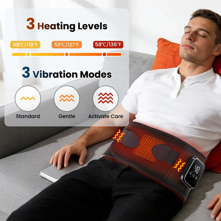 Premium Electric Heating Waist Massager Belt – Rechargeable Vibration Support Belt with Adjustable Heat Levels, Portable Relaxation Wrap