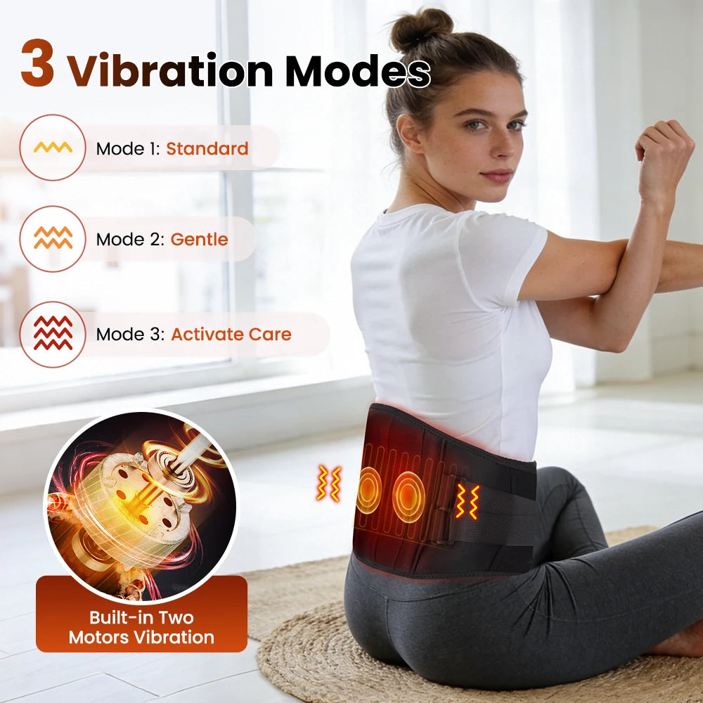 Premium Electric Heating Waist Massager Belt – Rechargeable Vibration Support Belt with Adjustable Heat Levels, Portable Relaxation Wrap