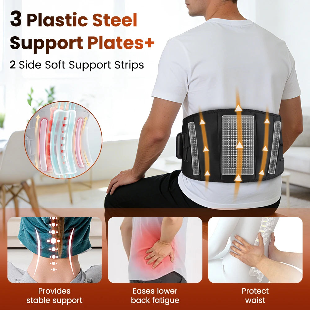 Premium Electric Heating Waist Massager Belt – Rechargeable Vibration Support Belt with Adjustable Heat Levels, Portable Relaxation Wrap