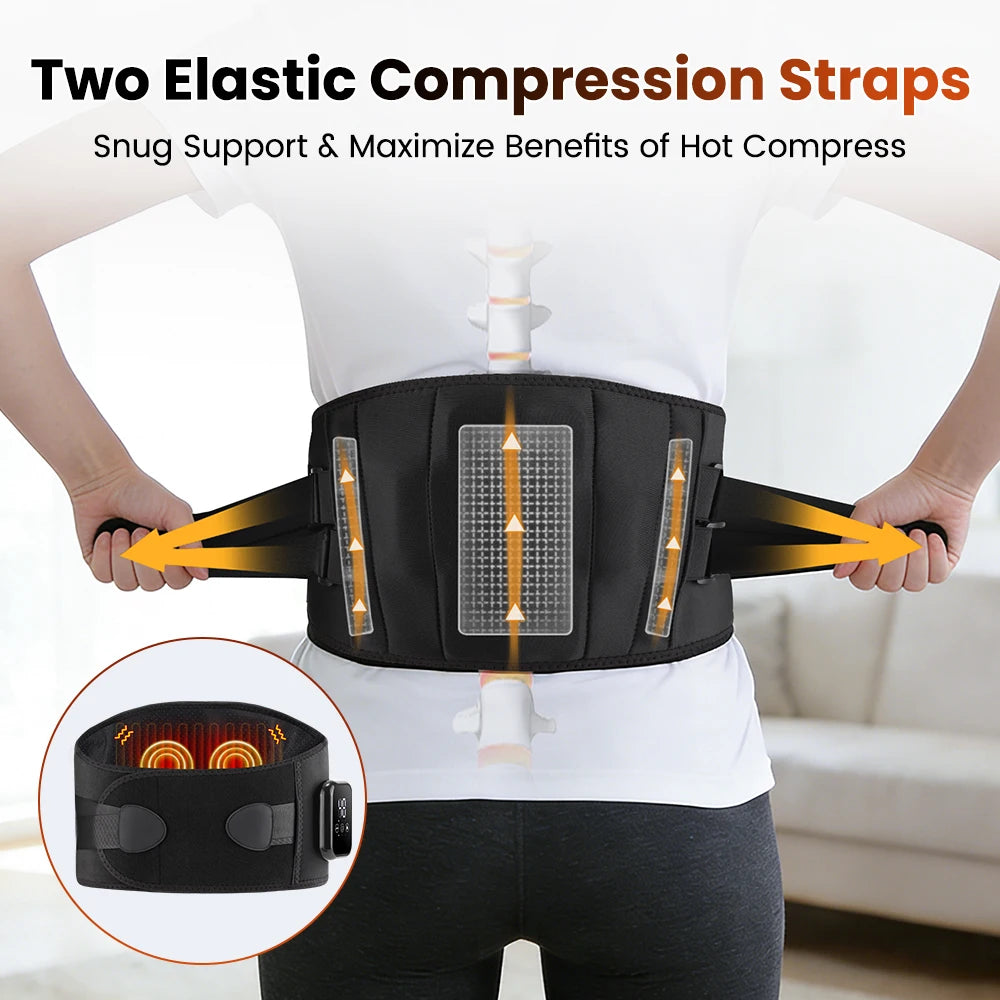 Premium Electric Heating Waist Massager Belt – Rechargeable Vibration Support Belt with Adjustable Heat Levels, Portable Relaxation Wrap