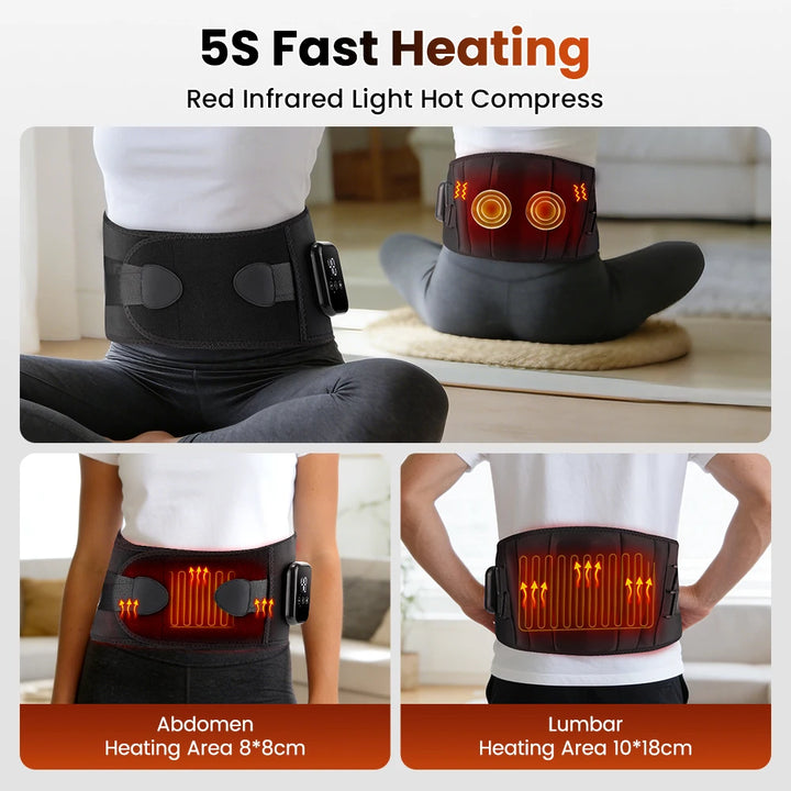 Premium Electric Heating Waist Massager Belt – Rechargeable Vibration Support Belt with Adjustable Heat Levels, Portable Relaxation Wrap