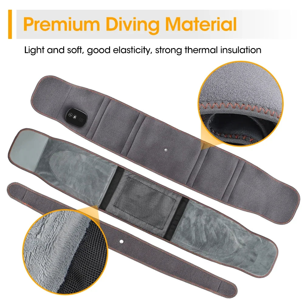 Premium Electric Heating Waist Massager Belt – Rechargeable Vibration Support Belt with Adjustable Heat Levels, Portable Relaxation Wrap