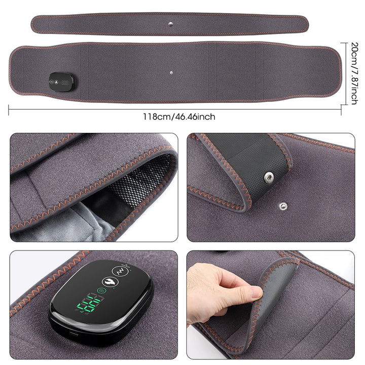Premium Electric Heating Waist Massager Belt – Rechargeable Vibration Support Belt with Adjustable Heat Levels, Portable Relaxation Wrap