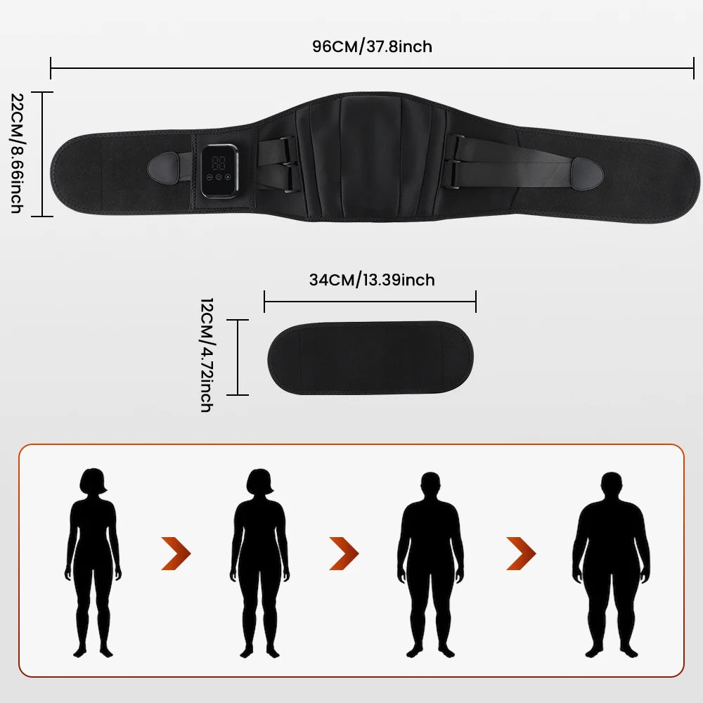 Premium Electric Heating Waist Massager Belt – Rechargeable Vibration Support Belt with Adjustable Heat Levels, Portable Relaxation Wrap