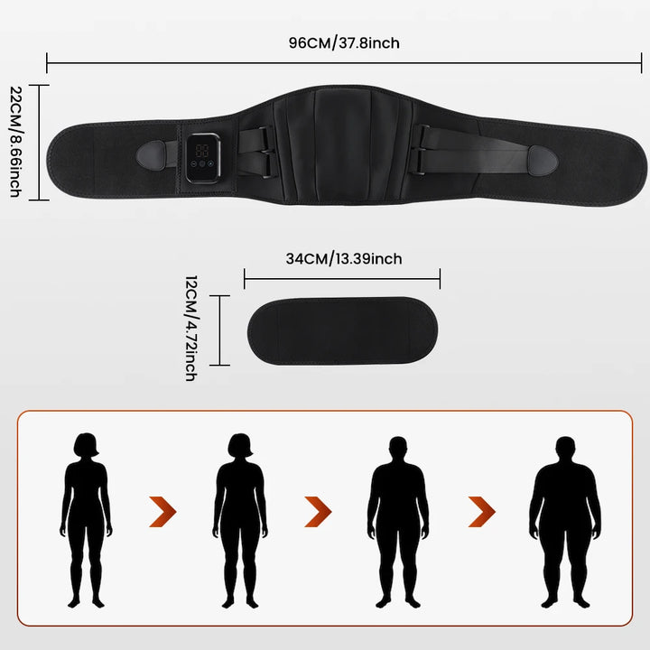 Premium Electric Heating Waist Massager Belt – Rechargeable Vibration Support Belt with Adjustable Heat Levels, Portable Relaxation Wrap