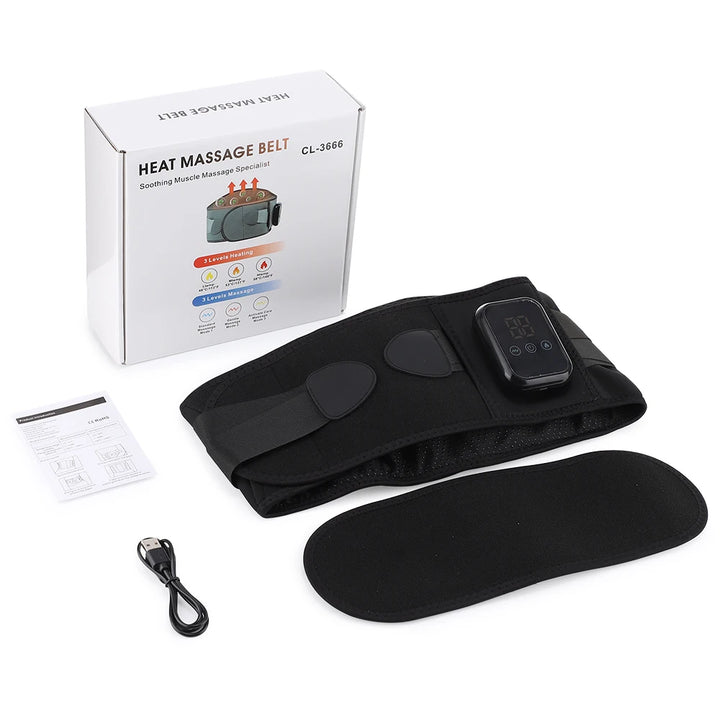Premium Electric Heating Waist Massager Belt – Rechargeable Vibration Support Belt with Adjustable Heat Levels, Portable Relaxation Wrap