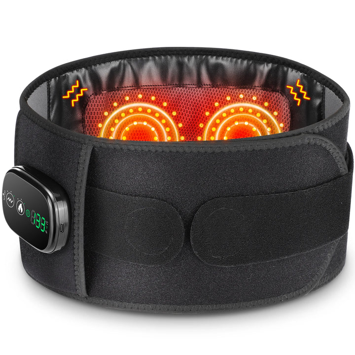 Premium Electric Heating Waist Massager Belt – Rechargeable Vibration Support Belt with Adjustable Heat Levels, Portable Relaxation Wrap