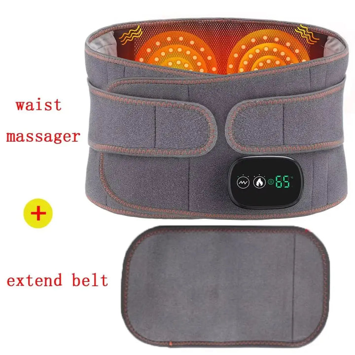Premium Electric Heating Waist Massager Belt – Rechargeable Vibration Support Belt with Adjustable Heat Levels, Portable Relaxation Wrap