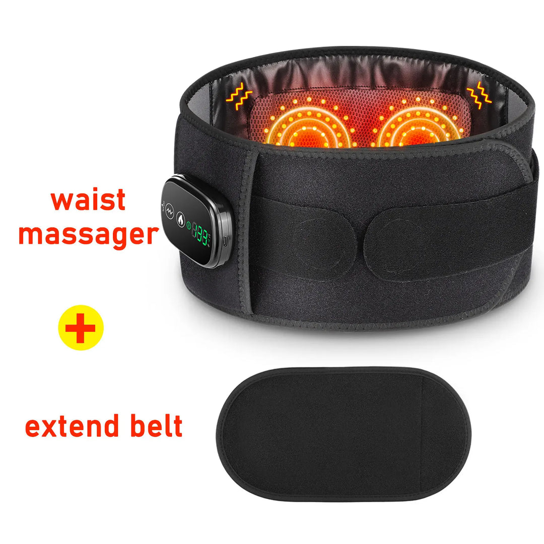 Premium Electric Heating Waist Massager Belt – Rechargeable Vibration Support Belt with Adjustable Heat Levels, Portable Relaxation Wrap