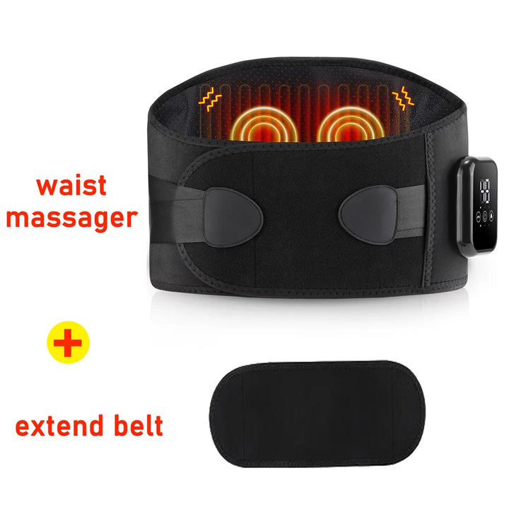 Premium Electric Heating Waist Massager Belt – Rechargeable Vibration Support Belt with Adjustable Heat Levels, Portable Relaxation Wrap