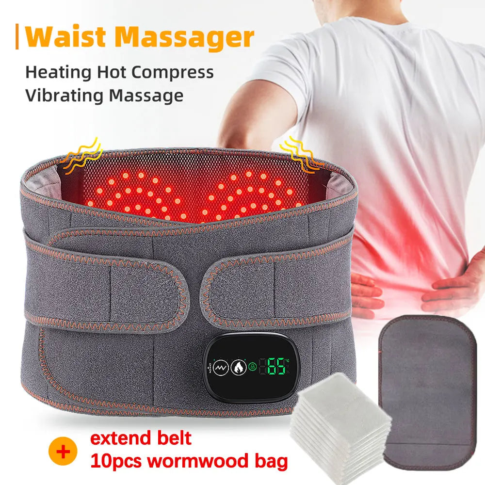 Premium Electric Heating Waist Massager Belt – Rechargeable Vibration Support Belt with Adjustable Heat Levels, Portable Relaxation Wrap