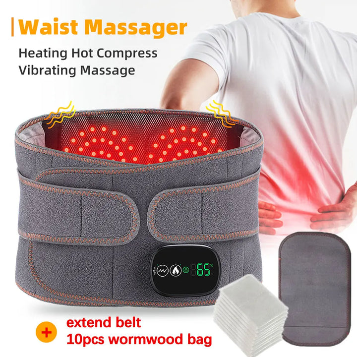 Premium Electric Heating Waist Massager Belt – Rechargeable Vibration Support Belt with Adjustable Heat Levels, Portable Relaxation Wrap