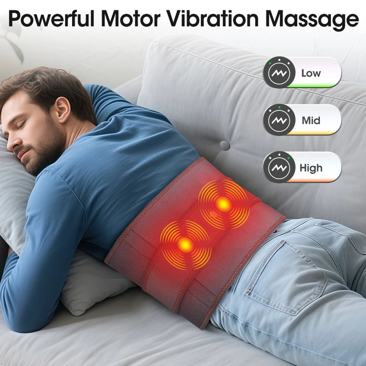 Premium Electric Heating Waist Massager Belt – Rechargeable Vibration Support Belt with Adjustable Heat Levels, Portable Relaxation Wrap