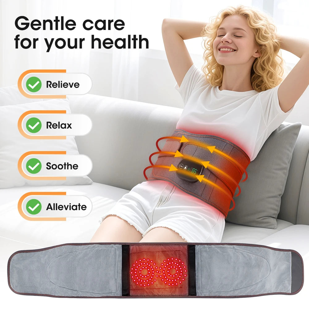 Premium Electric Heating Waist Massager Belt – Rechargeable Vibration Support Belt with Adjustable Heat Levels, Portable Relaxation Wrap