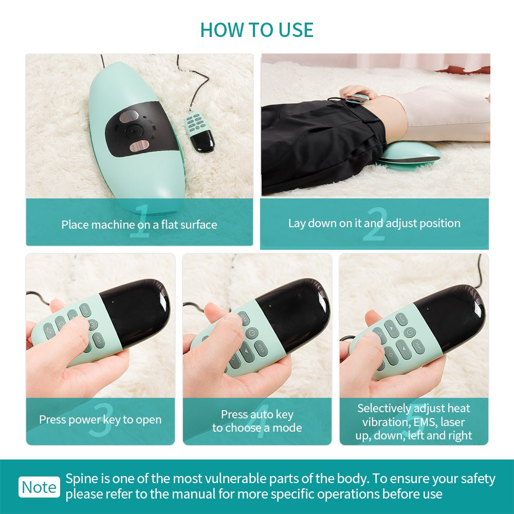 Premium Electric Lumbar Traction Device for Lower Back Pain Relief – Vibration & Thermal Therapy, Ergonomic Design, Adjustable Heat Modes, Portable Remote Contro