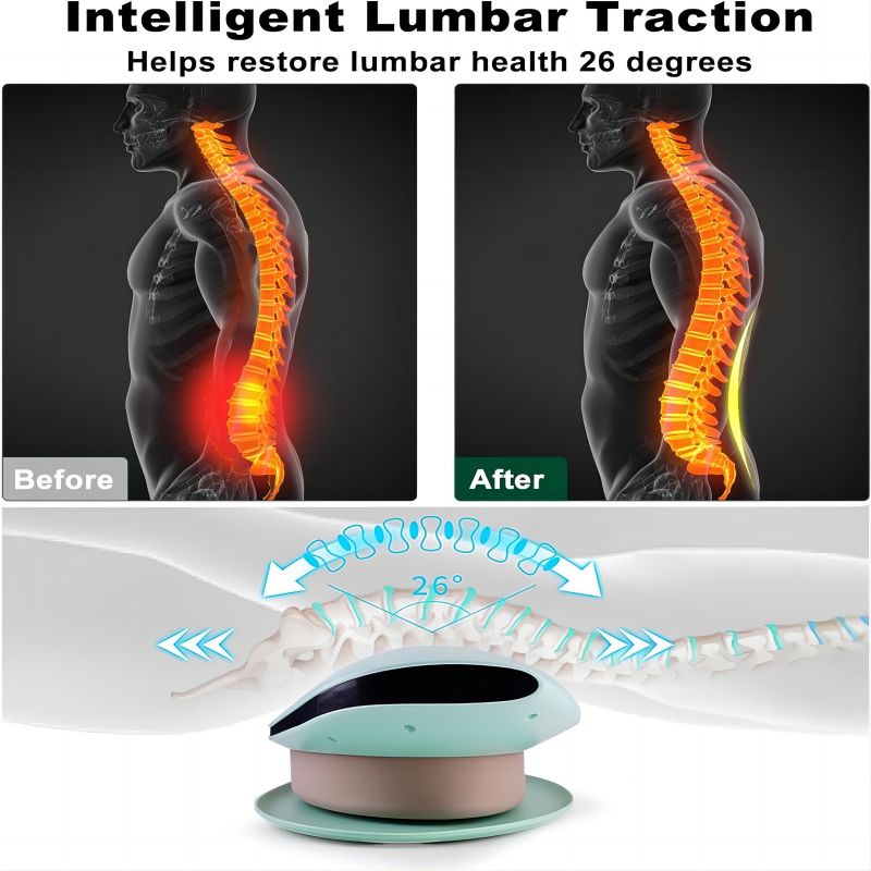 Premium Electric Lumbar Traction Device for Lower Back Pain Relief – Vibration & Thermal Therapy, Ergonomic Design, Adjustable Heat Modes, Portable Remote Contro