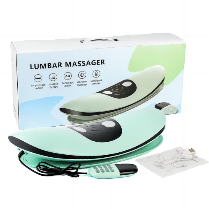 Premium Electric Lumbar Traction Device for Lower Back Pain Relief – Vibration & Thermal Therapy, Ergonomic Design, Adjustable Heat Modes, Portable Remote Contro