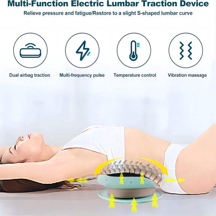 Premium Electric Lumbar Traction Device for Lower Back Pain Relief – Vibration & Thermal Therapy, Ergonomic Design, Adjustable Heat Modes, Portable Remote Contro