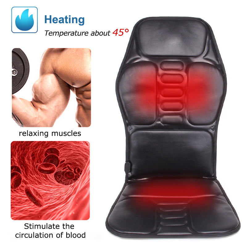 Premium Electric Massage Chair Cushion with Heating & Vibrator – 5-9 Vibration Zones, Adjustable Intensity & Temperature, Perfect for Car, Home & Office Pain Relief