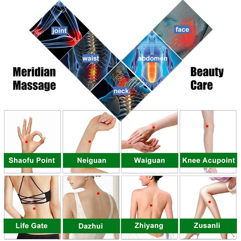 Premium Electric Meridian Massage Pen – Multi-Tip Pulse Massage Tool for Body Relaxation, Acupressure Point Stimulation and Everyday Use