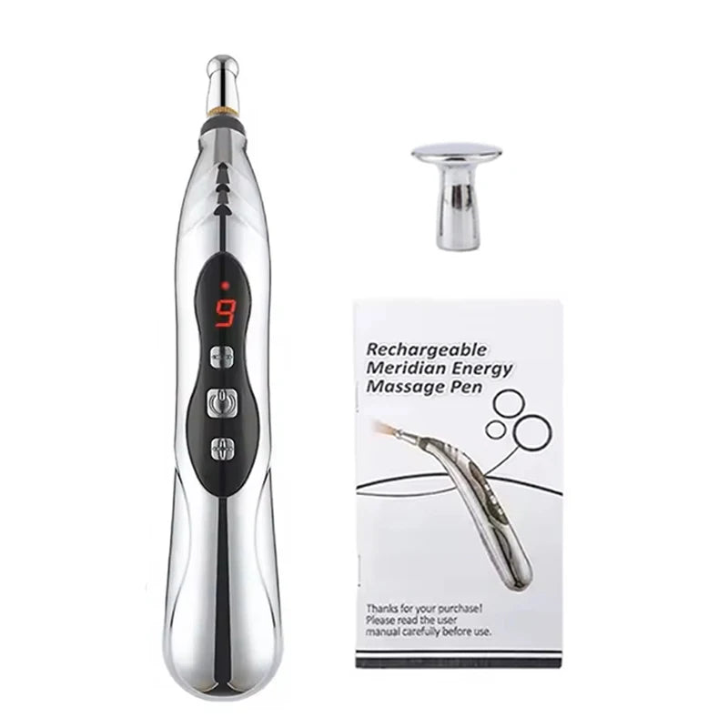 Premium Electric Meridian Massage Pen – Multi-Tip Pulse Massage Tool for Body Relaxation, Acupressure Point Stimulation and Everyday Use