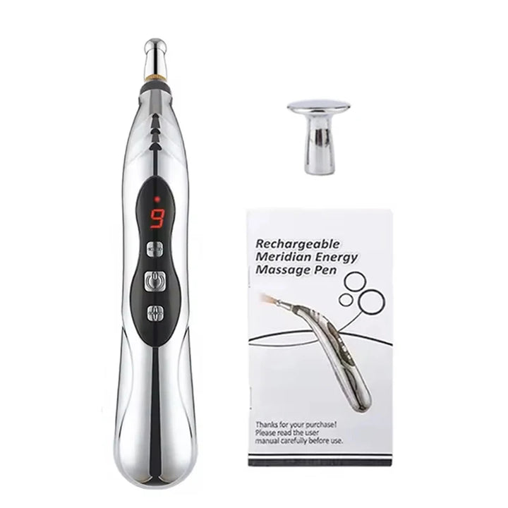 Premium Electric Meridian Massage Pen – Multi-Tip Pulse Massage Tool for Body Relaxation, Acupressure Point Stimulation and Everyday Use