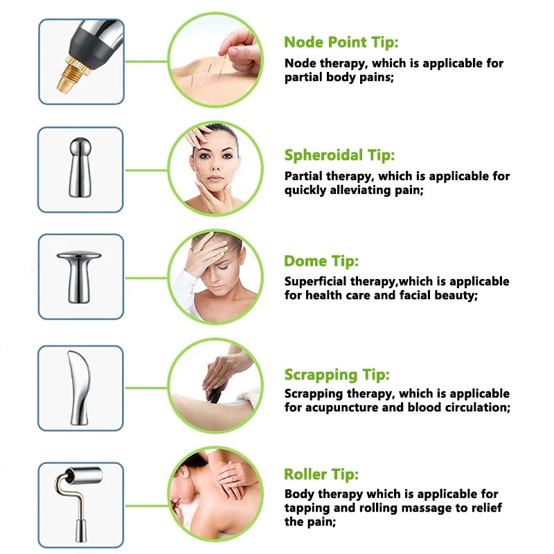 Premium Electric Meridian Massage Pen – Multi-Tip Pulse Massage Tool for Body Relaxation, Acupressure Point Stimulation and Everyday Use