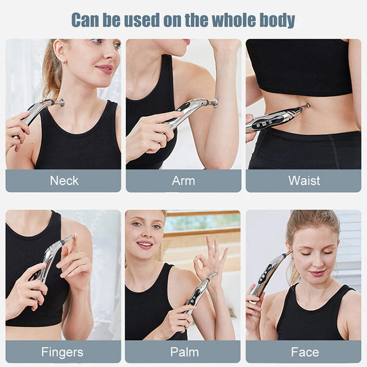 Premium Electric Meridian Massage Pen – Multi-Tip Pulse Massage Tool for Body Relaxation, Acupressure Point Stimulation and Everyday Use