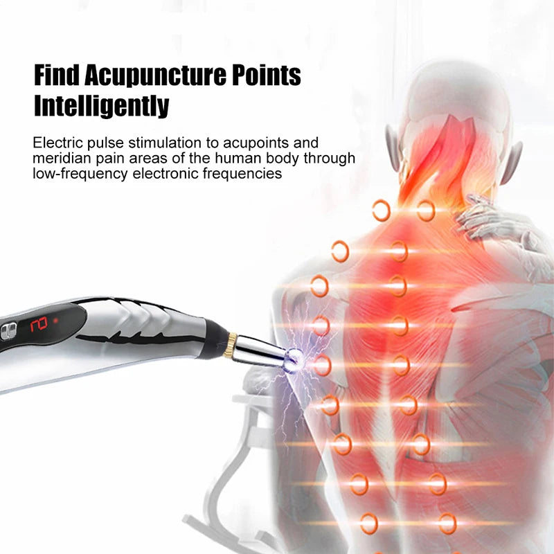 Premium Electric Meridian Massage Pen – Multi-Tip Pulse Massage Tool for Body Relaxation, Acupressure Point Stimulation and Everyday Use
