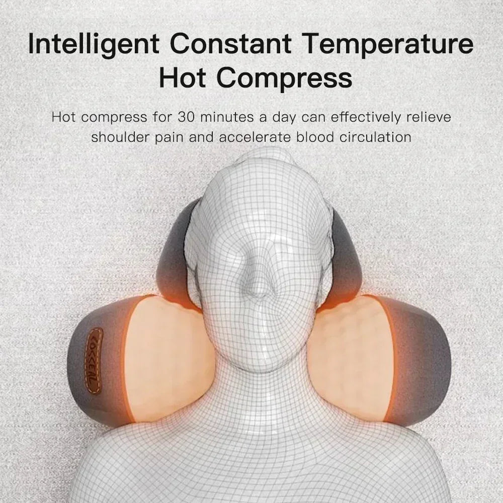 Premium Electric Neck Massager Pillow with Hot Compress & Vibration, Cervical Spine Support for Improved Sleep and Pain Relief, USB Rechargeable
