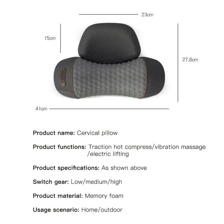 Premium Electric Neck Massager Pillow with Hot Compress & Vibration, Cervical Spine Support for Improved Sleep and Pain Relief, USB Rechargeable