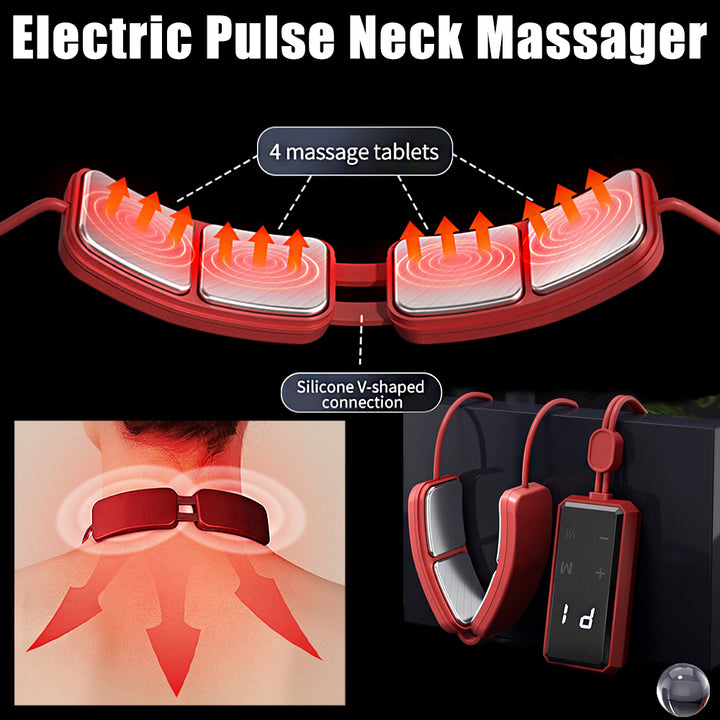 Premium Electric Neck Massager with Smart TENS+EMS Pulse, 6 Modes & 19 Intensity Levels, Lightweight Cervical Spine Relief for Neck Pain & Muscle Relaxation