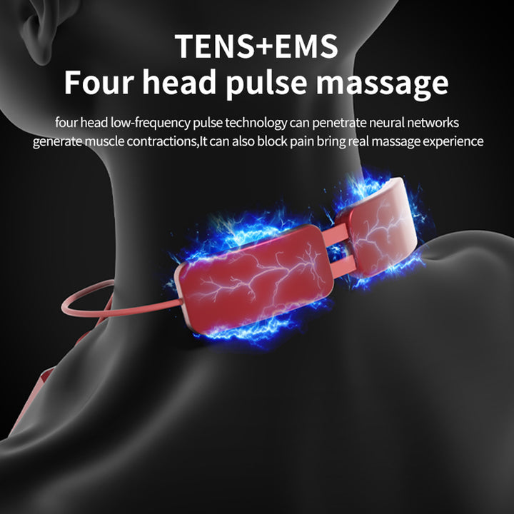 Premium Electric Neck Massager with Smart TENS+EMS Pulse, 6 Modes & 19 Intensity Levels, Lightweight Cervical Spine Relief for Neck Pain & Muscle Relaxation