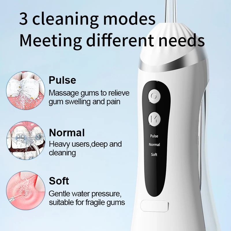 Premium Electric Oral Irrigator – USB Rechargeable Waterproof Water Flosser with 3 Cleaning Modes and 4 Nozzles