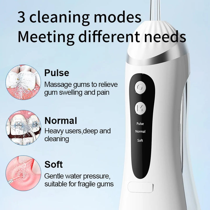 Premium Electric Oral Irrigator – USB Rechargeable Waterproof Water Flosser with 3 Cleaning Modes and 4 Nozzles