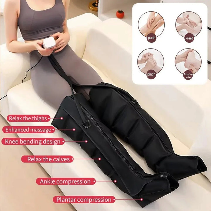 Premium Electric Pneumatic Leg Massager – Air Compression Thigh Calf and Foot Massager with Remote Control