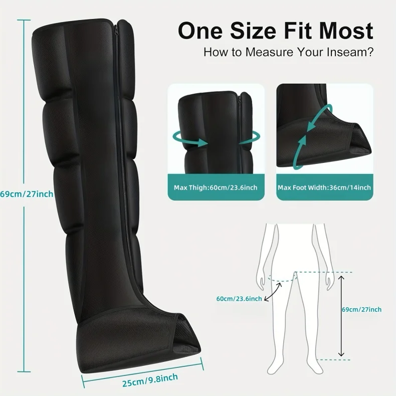 Premium Electric Pneumatic Leg Massager – Air Compression Thigh Calf and Foot Massager with Remote Control