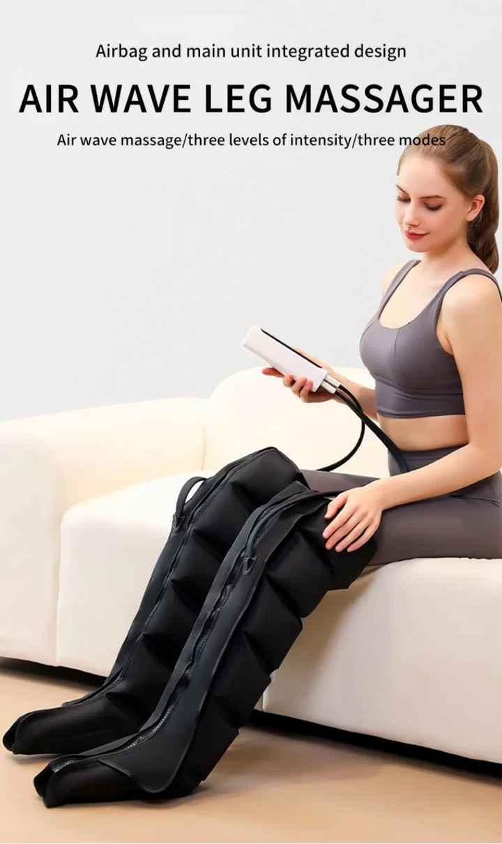 Premium Electric Pneumatic Leg Massager – Air Compression Thigh Calf and Foot Massager with Remote Control