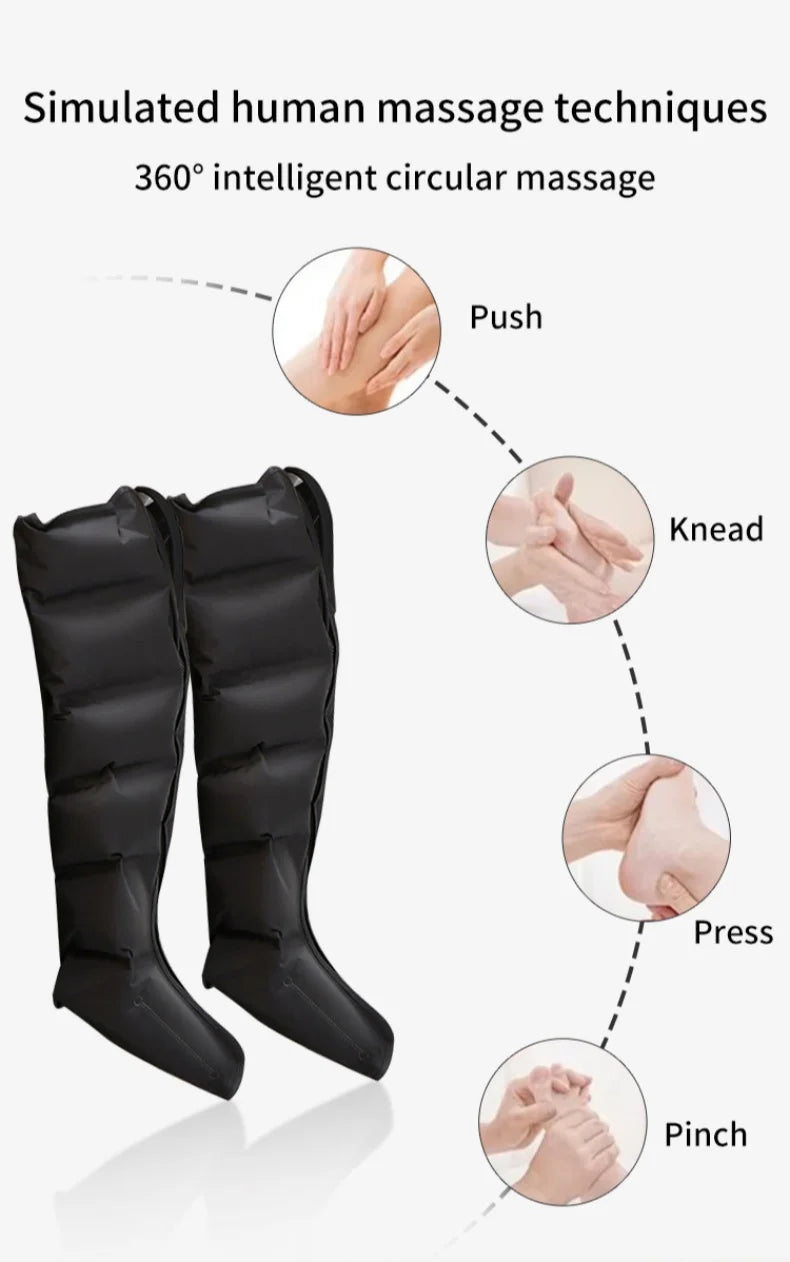 Premium Electric Pneumatic Leg Massager – Air Compression Thigh Calf and Foot Massager with Remote Control