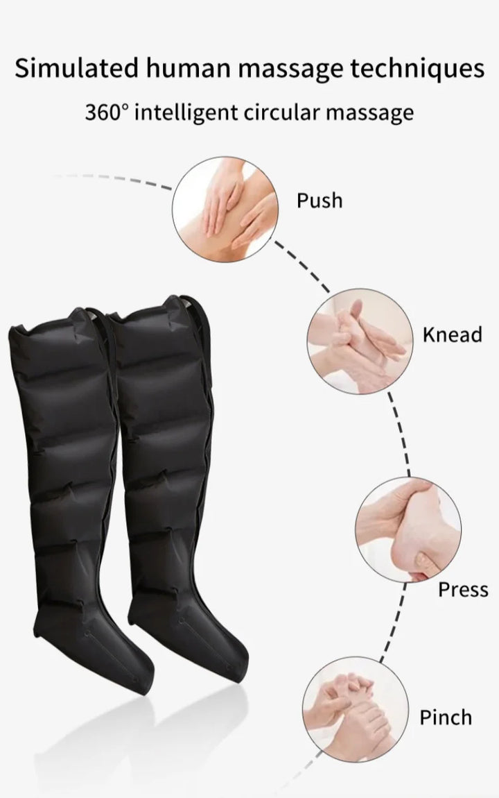 Premium Electric Pneumatic Leg Massager – Air Compression Thigh Calf and Foot Massager with Remote Control
