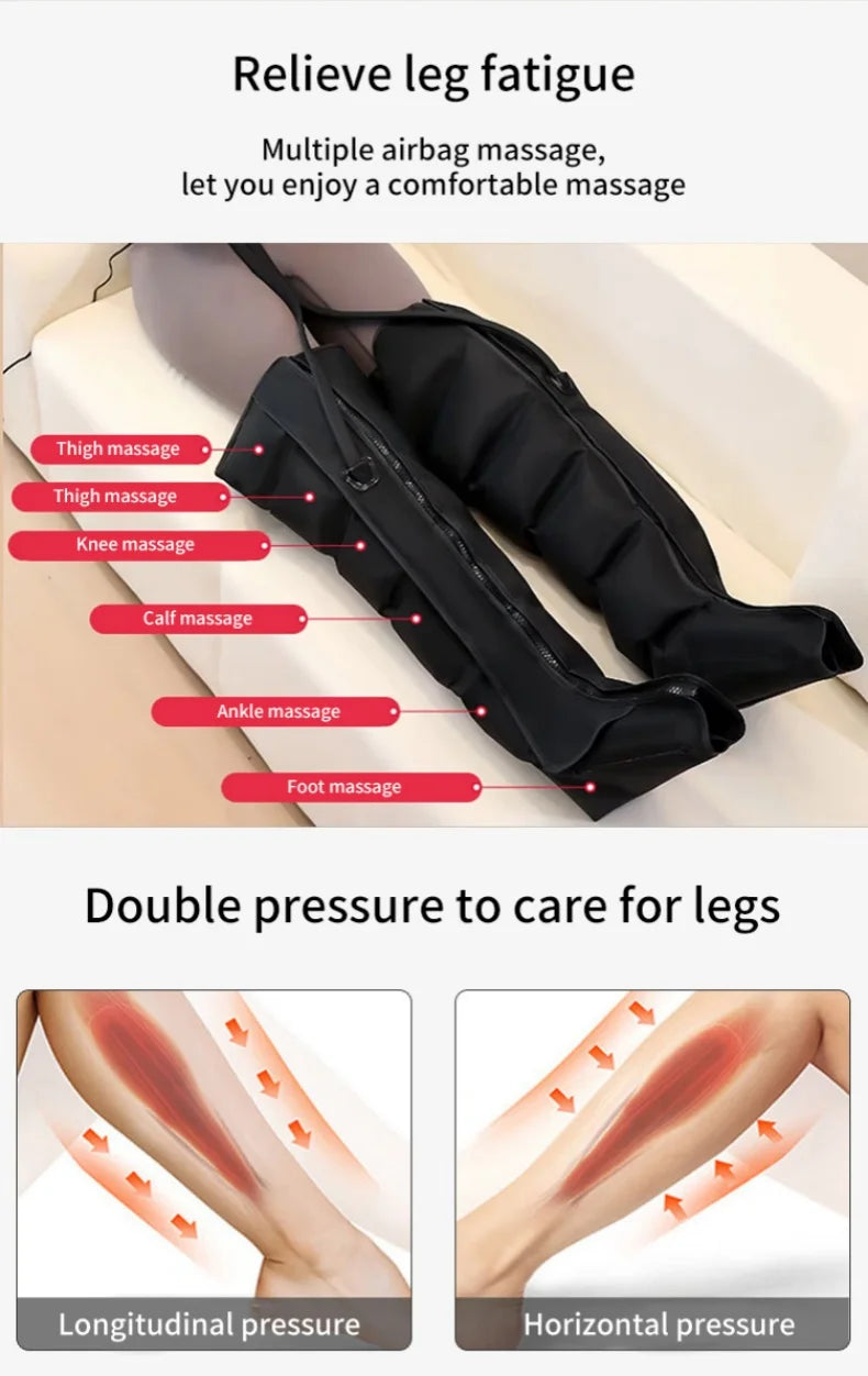 Premium Electric Pneumatic Leg Massager – Air Compression Thigh Calf and Foot Massager with Remote Control