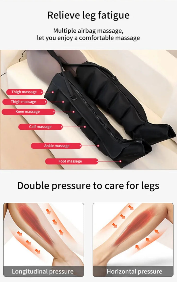 Premium Electric Pneumatic Leg Massager – Air Compression Thigh Calf and Foot Massager with Remote Control